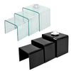 Set of 3 Glass Nest of Side Tables for Cafe Home Tea Coffee Curved Glass Table