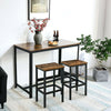 Home Breakfast Bar Table, 2 Bar Stools, Industrial Dining Table Set For Kitchen