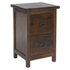 Dark Wood Bedside Cabinet Solid Pine 2 Drawer Side Table Nightstand Metal Handle
