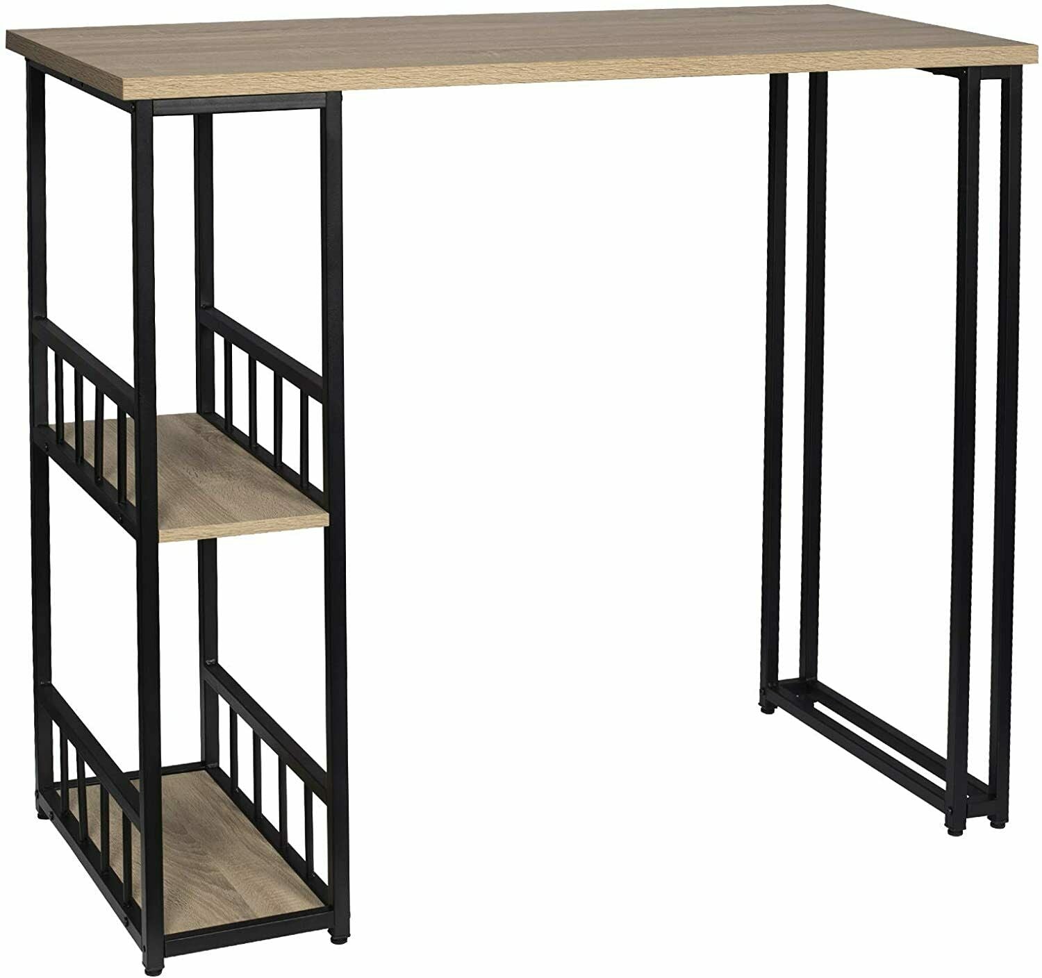 Bar Table Bistro Table MDF Metal Dining Table with 2-Tier Storage Rack Shelves