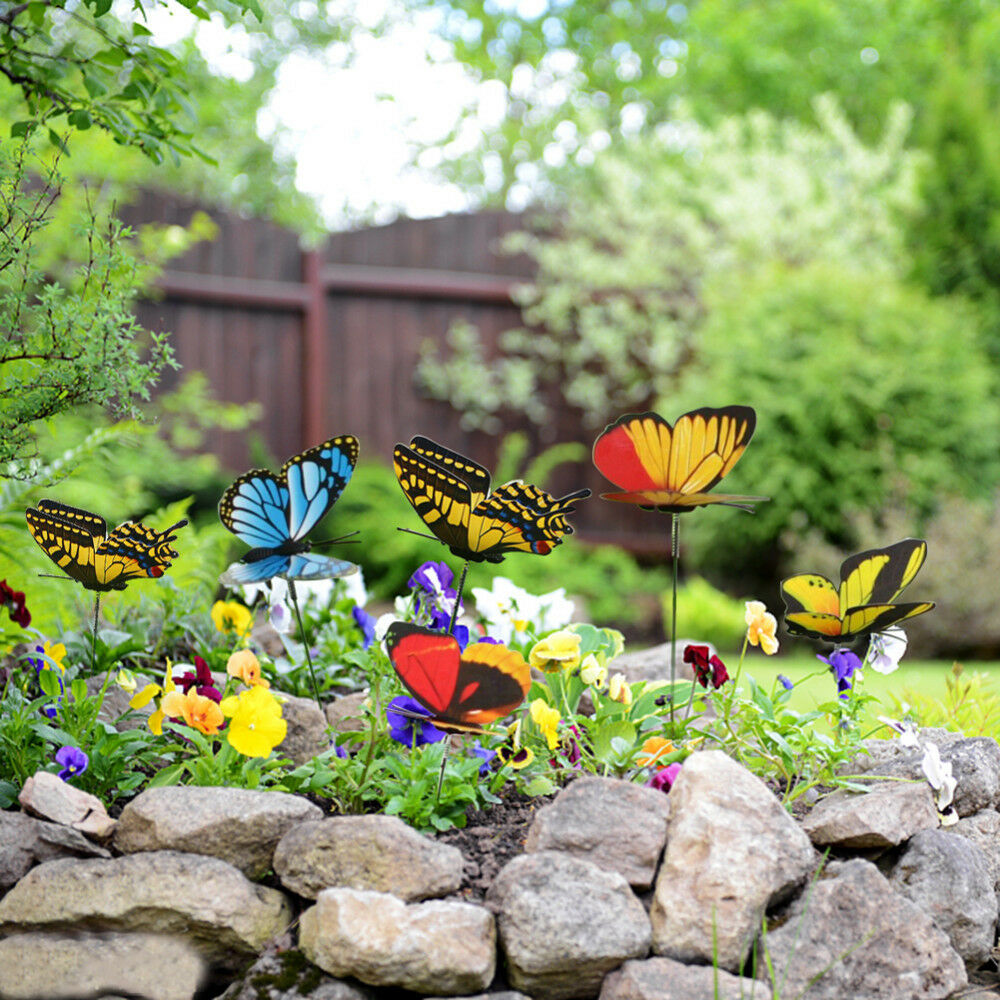 50Pcs Butterfly Garden Metal Stake Patio Lawn Yard Wedding Outdoor Village Deco