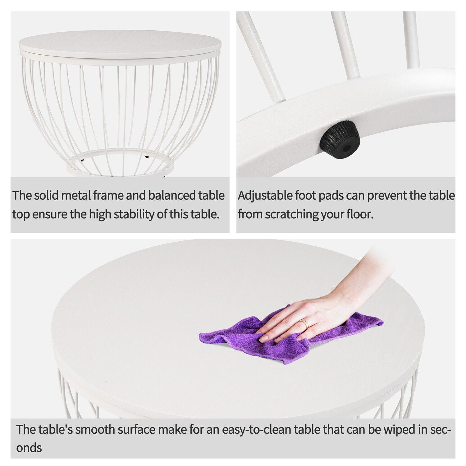 Modern Round Coffee Table Set of 2 Nesting Table Metal Frame Marble Effect HT