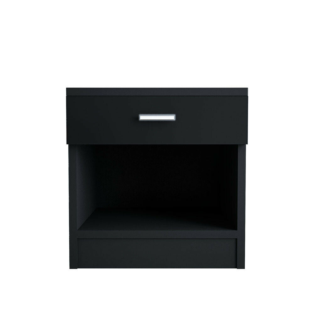 Black Bedside Table High Gloss Cabinet Chest Of Drawer Storage Bedroom Furniture
