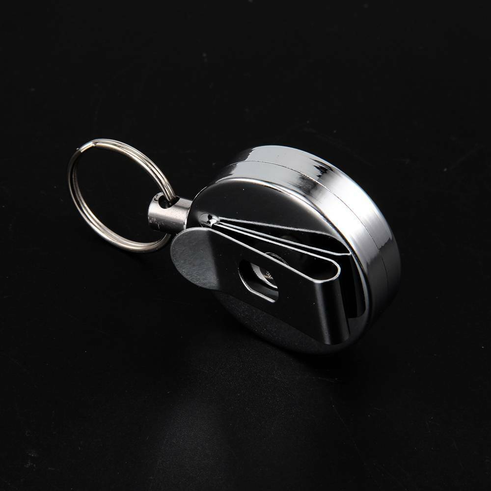 2X Recoil Extendable Metal Wire 65cm Key Chain Ring Clip Pull Keyring Retracting
