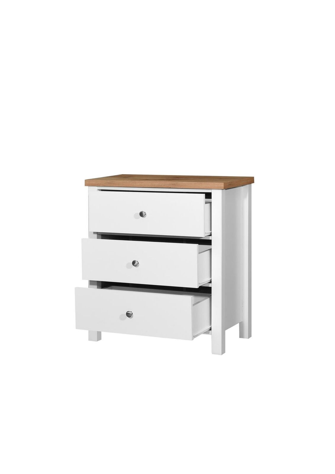3 Drawer Bedroom Cabinet Chest of Drawers White and Oak