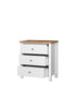 3 Drawer Bedroom Cabinet Chest of Drawers White and Oak