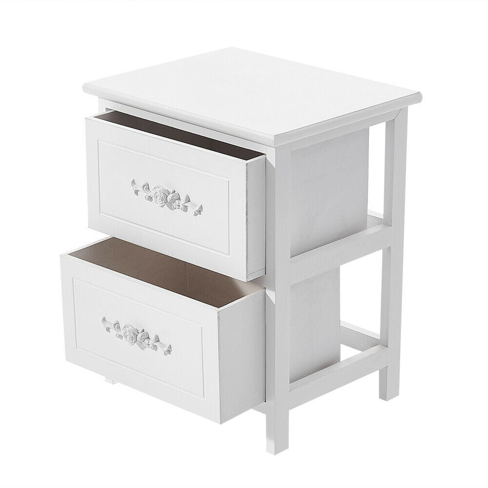 2X Bedside Table Cabinet Bedroom Storage Furniture Nightstand with 2 Drawer UK