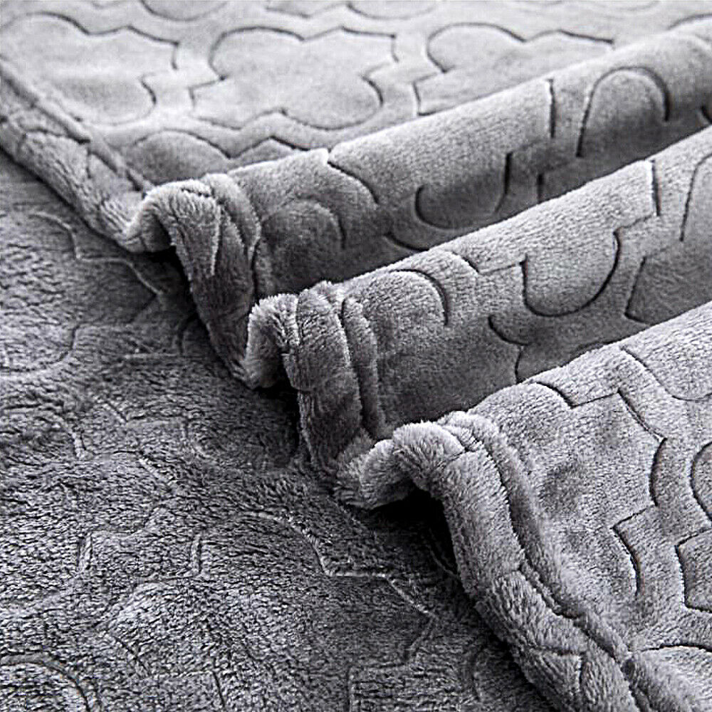 Heavy Snuggle Mink Throw Large Grey Double Bed Blanket Thick Warm Fleece Throw