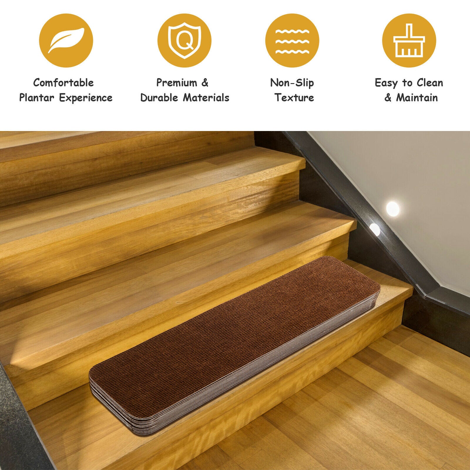 15 PCS Stair Treads Non-Slip Carpets Stairs Cover Mat Home Protection Cover