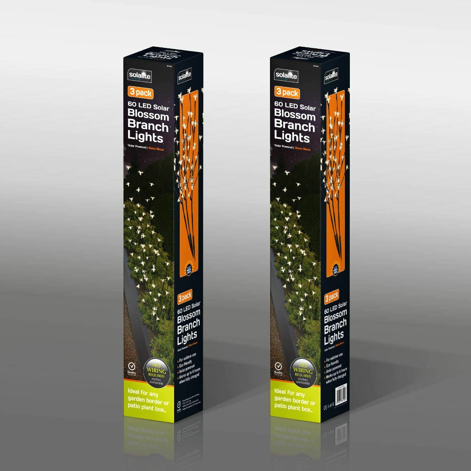 3 X WARM WHITE SOLAR GARDEN ORNAMENTAL STYLISH BLOSSOM BRANCH TREE 60 LED LIGHTS