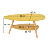 Household Furniture Oval Top Table Living Room Coffee Table Two-story Wooden Leg