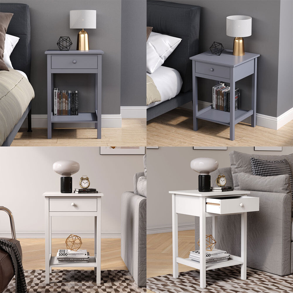 Bedside Table Side Table Wooden Sofa End Table Nightstand Bedroom Drawer Shelf