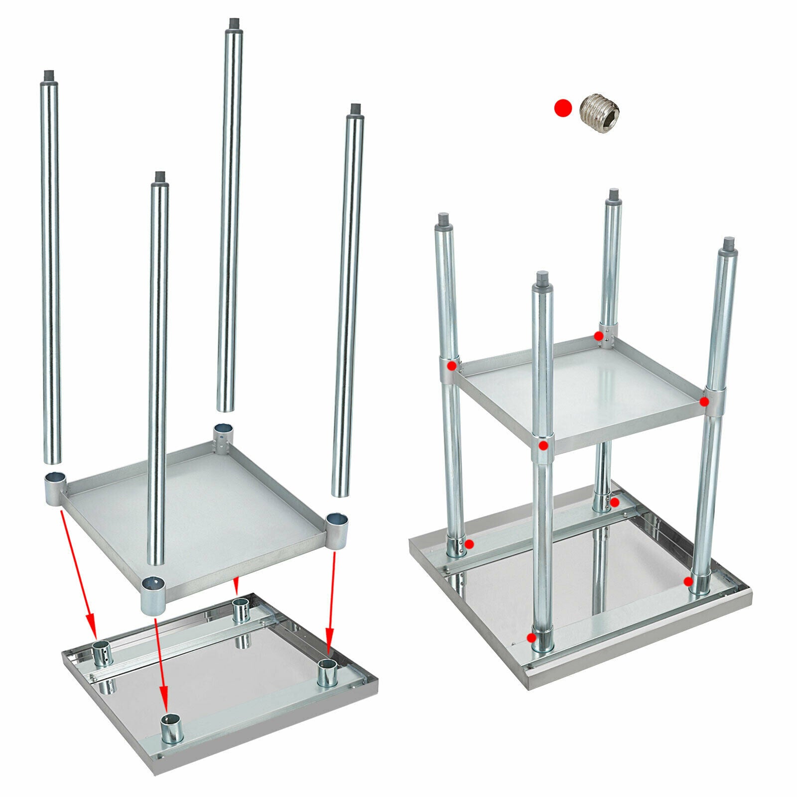 2x2FT Stainless Steel Work Bench Commercial Catering Table Kitchen WorkTop Prep