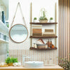 3 Tiers Rustic Wooden Wall Hanging Rope Shelf Mounted Floating Storage Unit Home