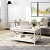 Side Tea Table Wood Coffee Table Modern X Designed Shelf for Living Room Teapot
