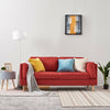 3 Seater Red Linen Fabric Sofa Couch Chair Settee with Armrest Home Living Room