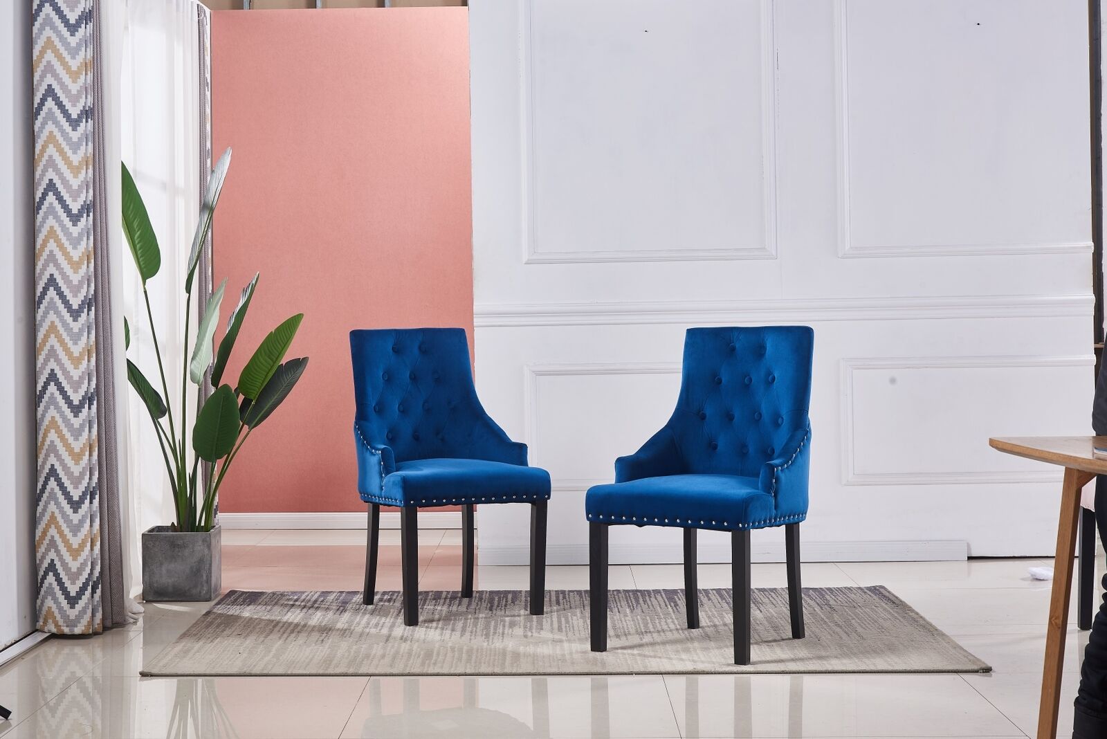 2x Velvet Dining Chairs Living Room Chairs with High Backrest Counter Chairs UK