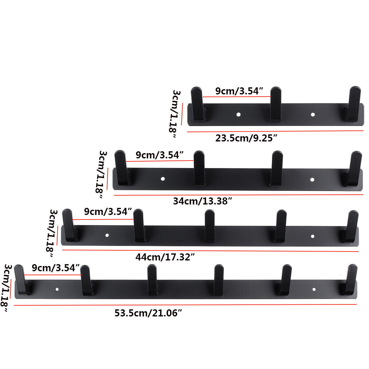 3/4/5/6 Hooks Coat Rack Key Hanger Wall Mounted Heavy Duty Metal Coat Hook Rail