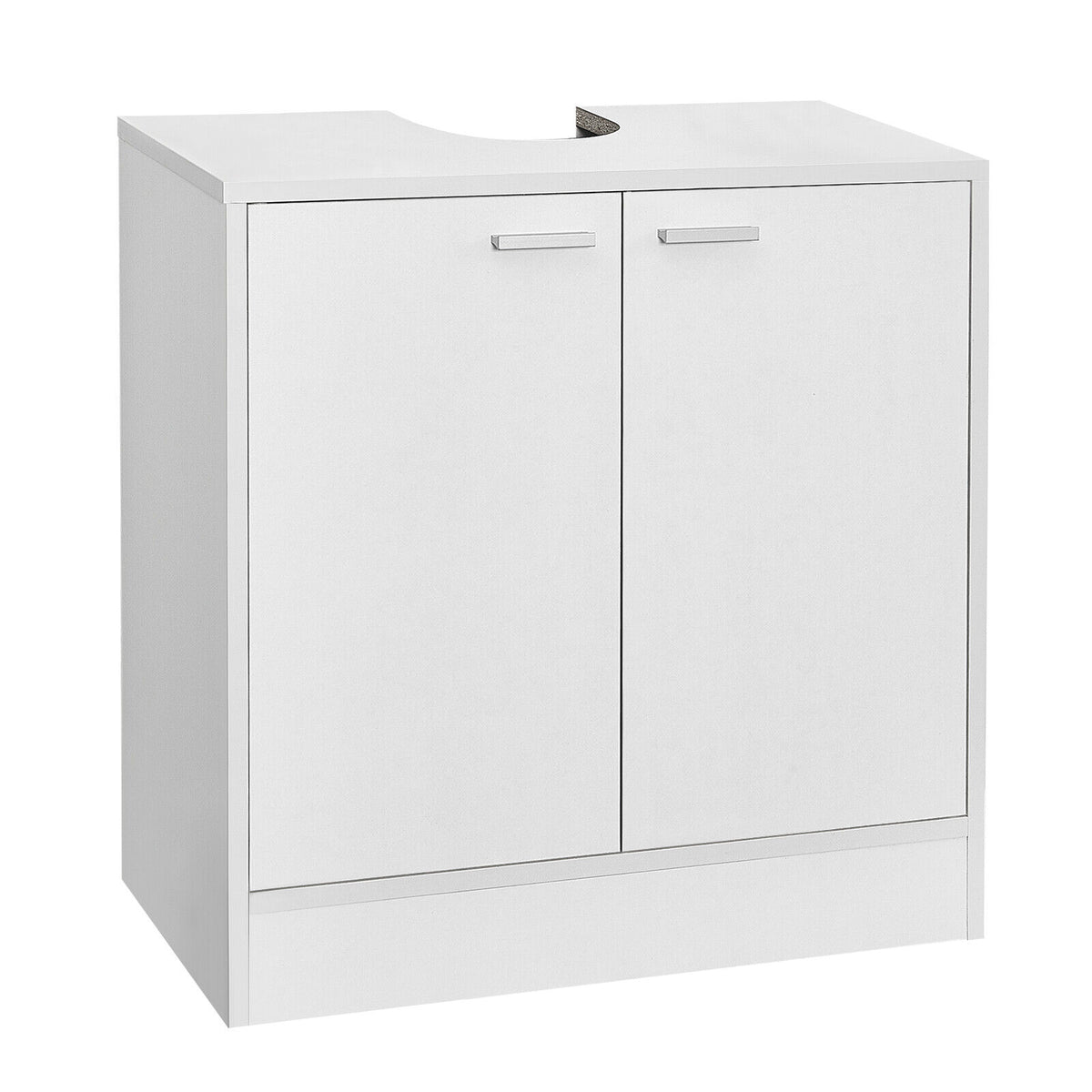 Bathroom White Under Sink Storage Unit Double Doors Cupboard F