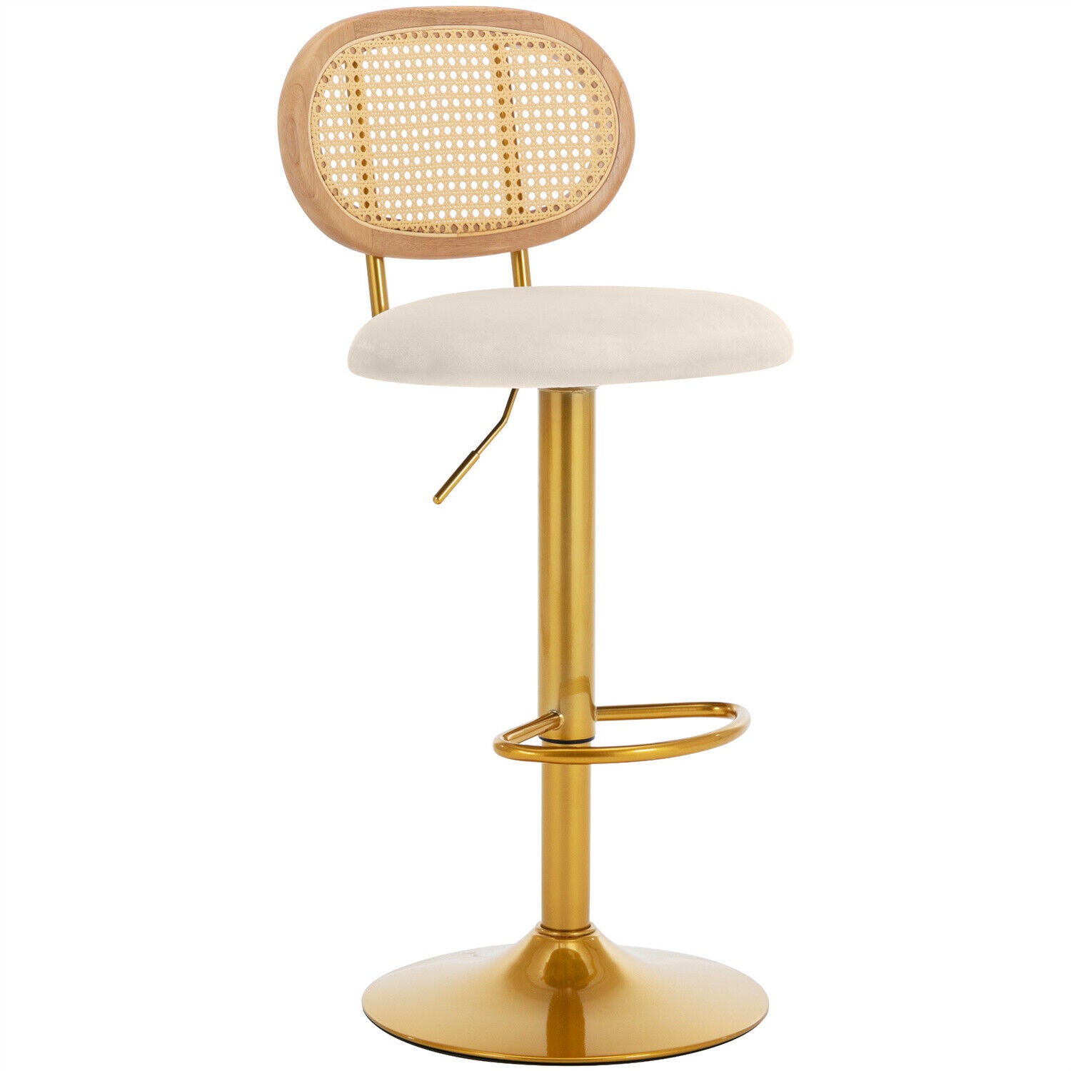 Bar Stools Set of 4 Swivel Bar Chairs Upholstered Velvet Gas Lift with Footrest