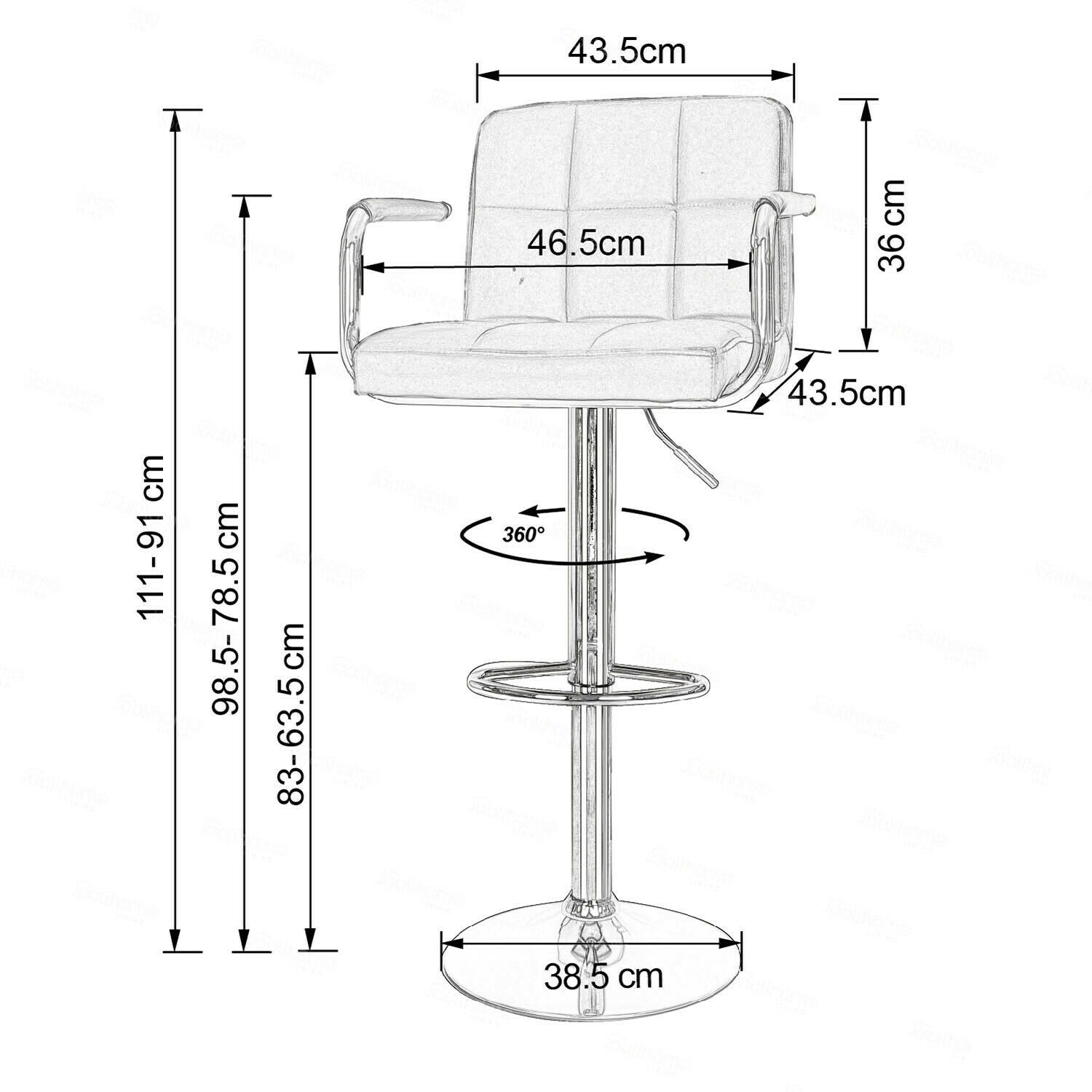 2×Bar Stools Leather Chairs Breakfast Chairs Swivel Gas Lift Kitchen Cushioned