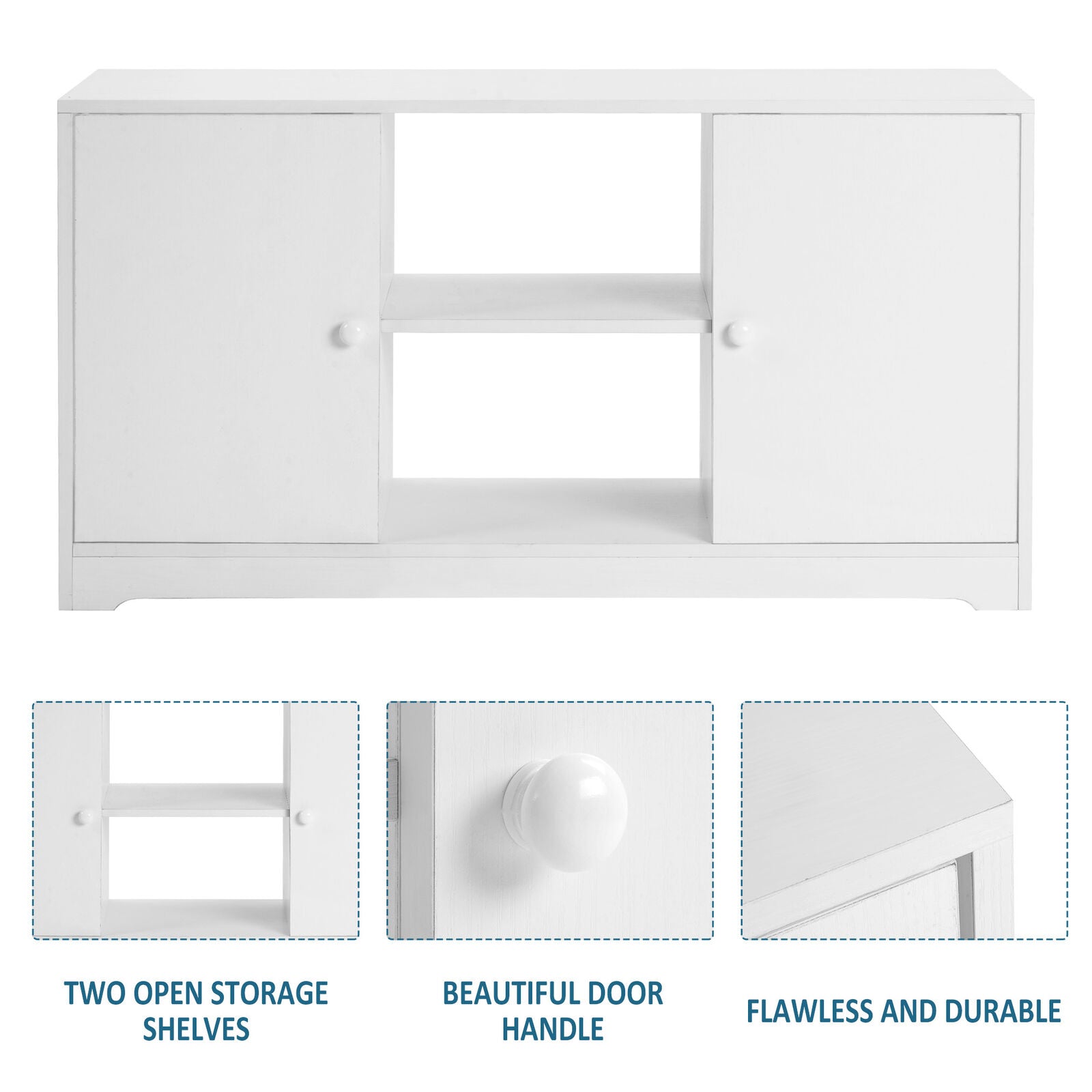 TV Stand Table Shelves & 2 Storage Cabinets Display Unit Modern Living Room