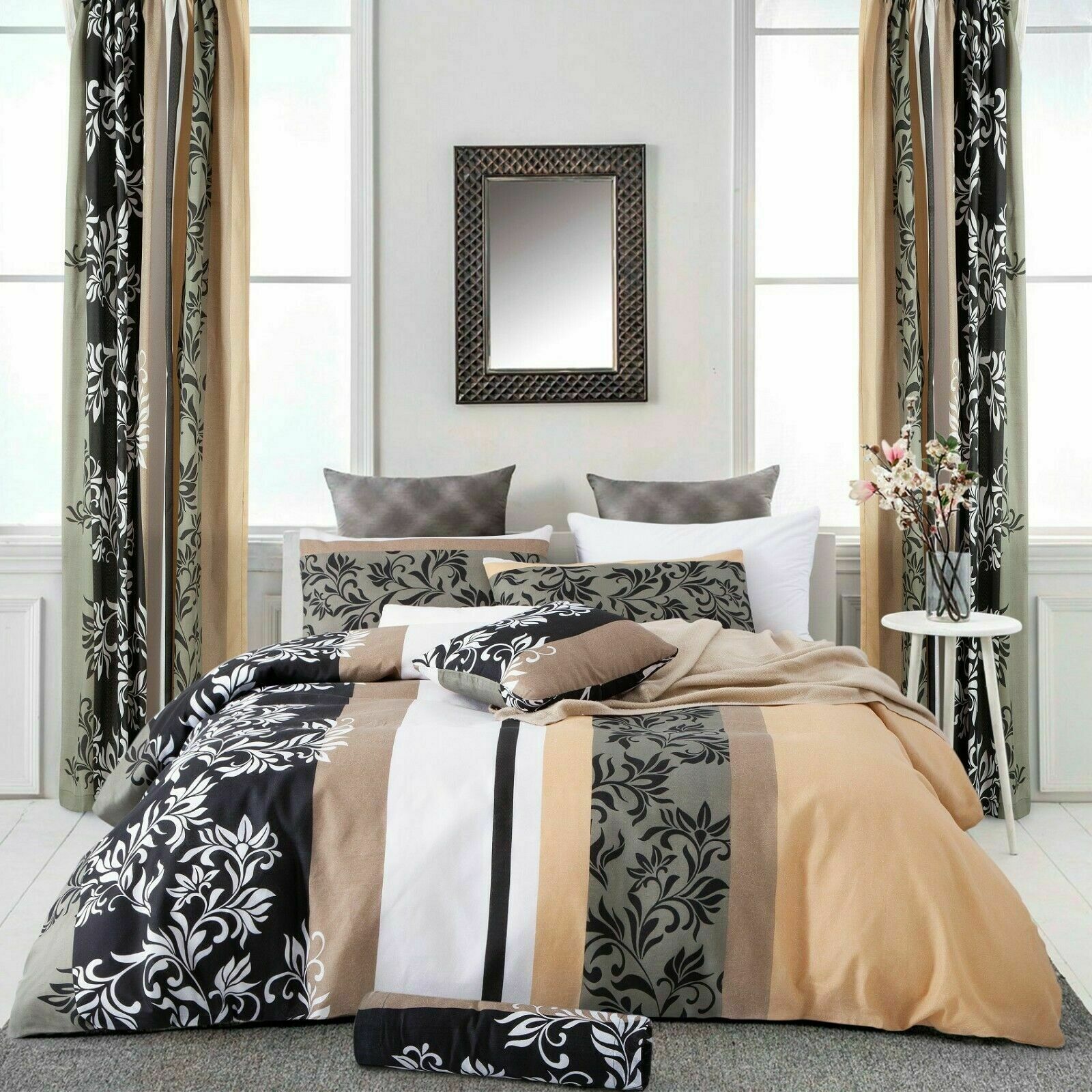 Multicoloured Printed Duvet Set Quilt Cover Bedding Set Single Double King Size