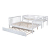 3ft & 4ft6 Kids Wooden Bunk Beds with Stairs and Pull Out Trundle Bed Frame HT