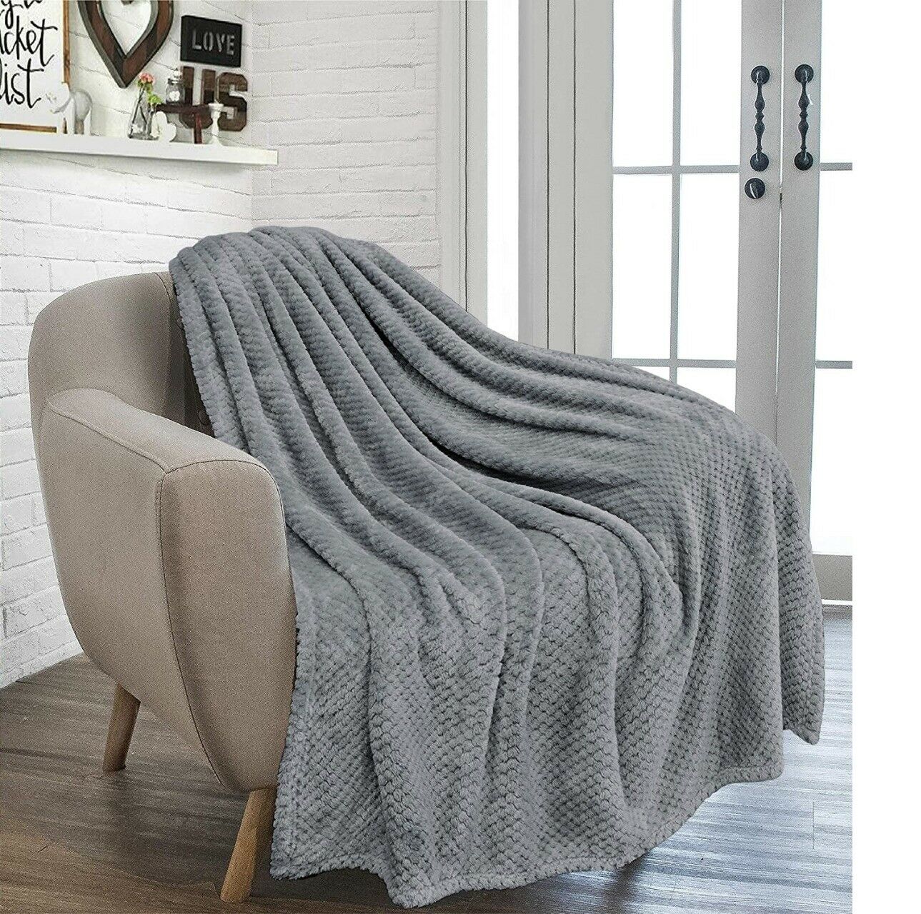 Luxury Waffle Honeycomb Throw Popcorn Blanket Warm Soft Travel Bedspread