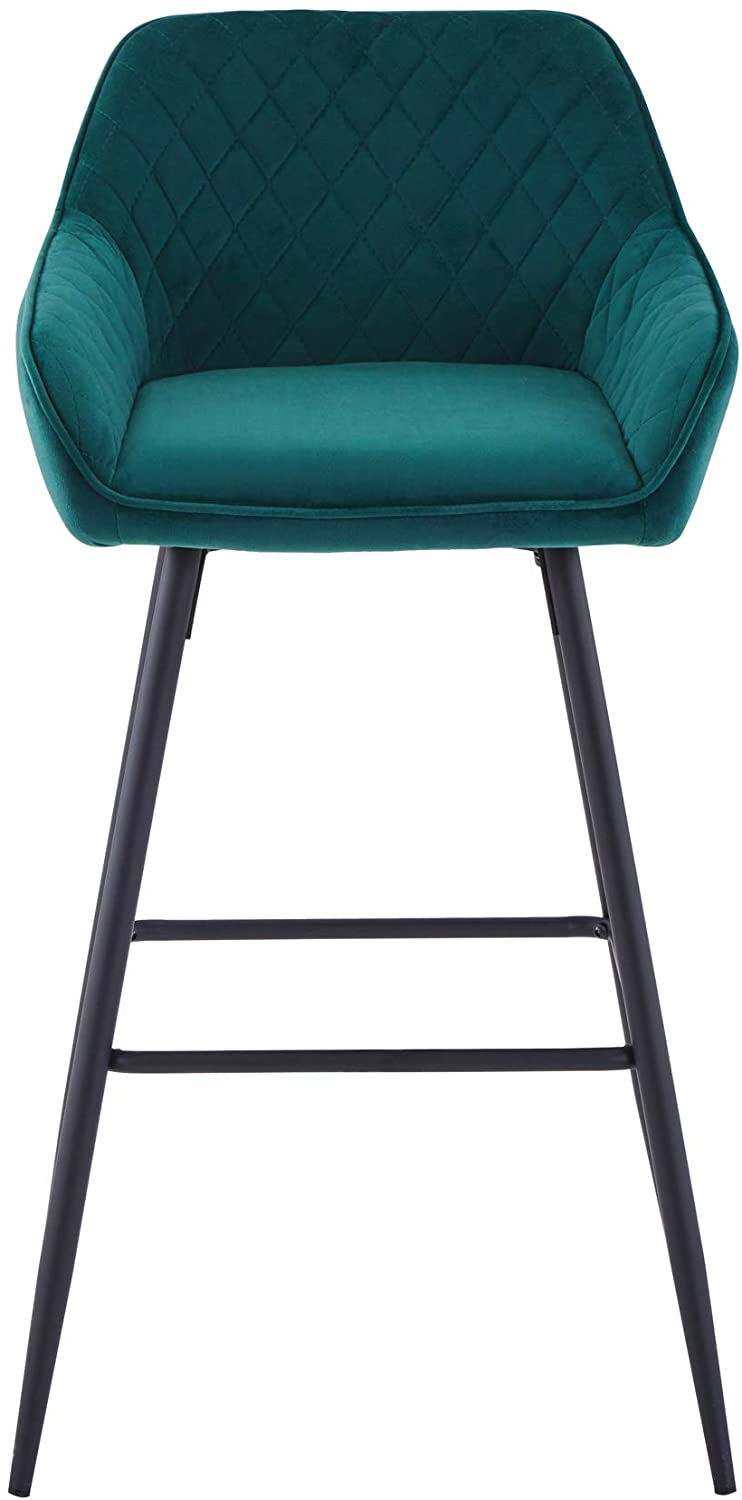 Bar stools Set of 2 Velvet Fabric Upholstered Seat with Backrest & Legs