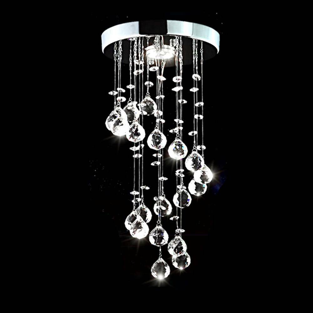 Chrome Crystal LED Ceiling Light Fitting Pendant Chandeliers Living Room