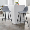 2x Grey Fabric Bar Stools Metal Leg Breakfast Pub Chair Kitchen Furniture Modern