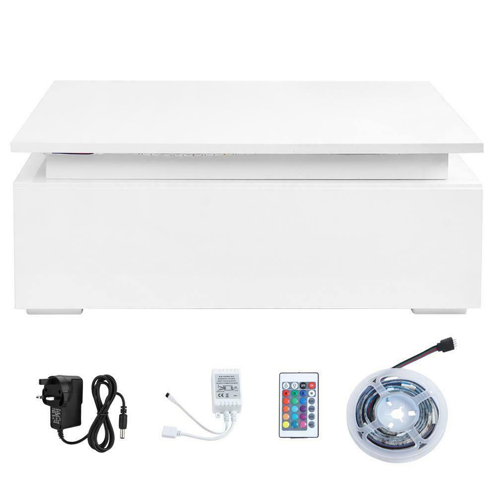 High Gloss RGB LED Coffee Table w/ Drawer Storage Modern Living Room Furniture