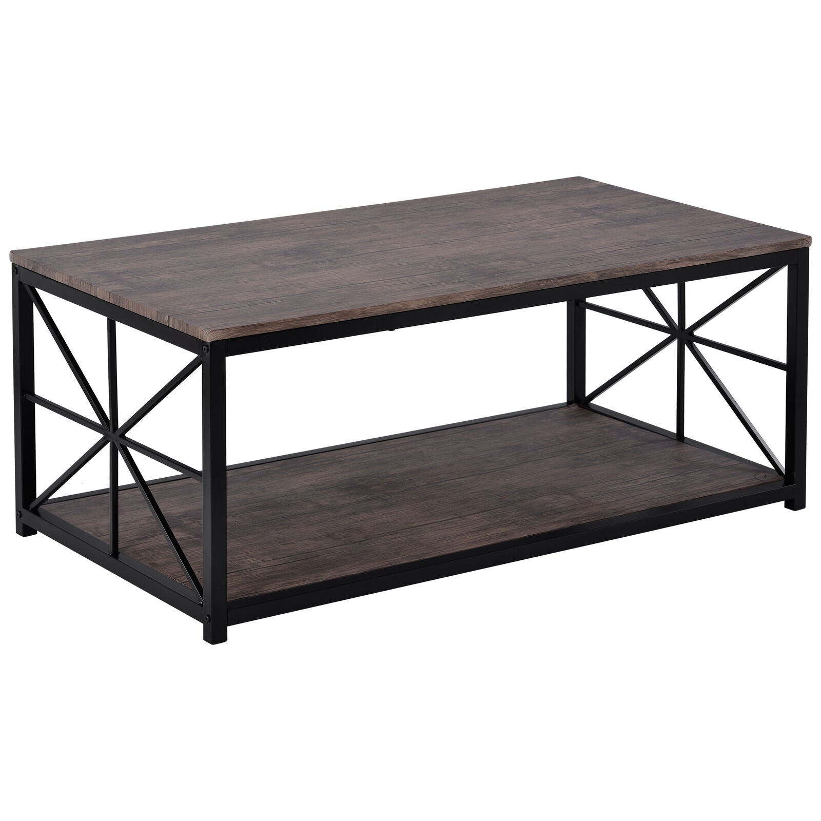Coffee Table Industrial Tea Table with Storage Shelf Living Room Furniture Side