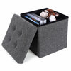 LARGE GREY FOLDING STORAGE OTTOMAN POUFFE FOOT STOOL STORAGE BOX SINGLE