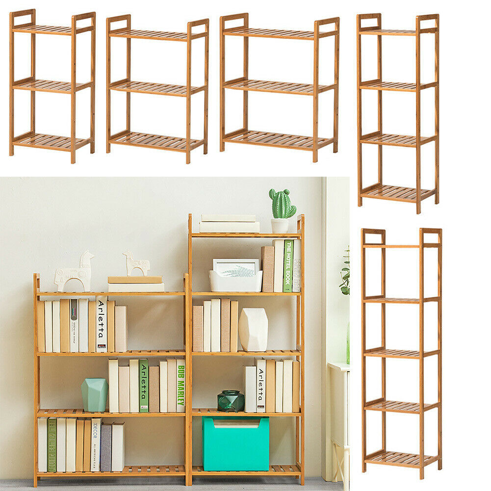 3/4/5 Tier Bamboo Wood Ladder Storage Display Unit Plant Flower Book Shelf Rack