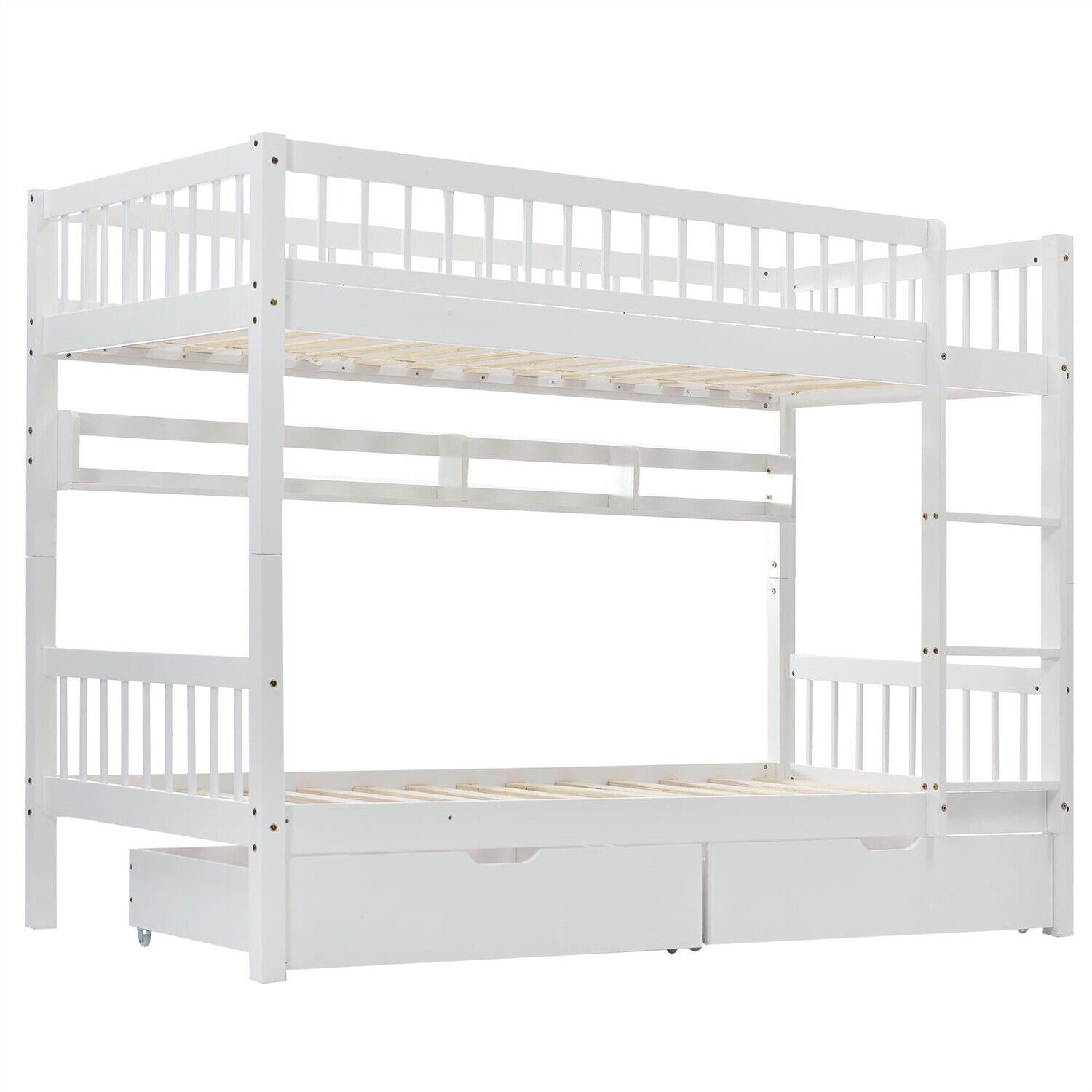 3ft Single Bunk Beds Pine Wood Kids Furniture Bed Frame High Sleeper w/Drawer HT