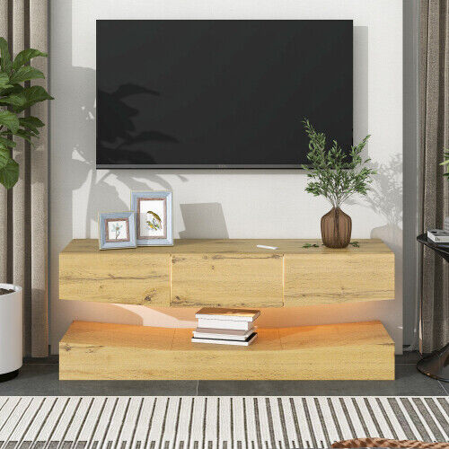 Wall Mount Floating TV Unit Cabinet Stand With LED Lights TV Entertainment HT