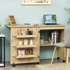 Folding Sewing Table 2 IN 1 Rolling Craft Table Home Office Desk Workstation