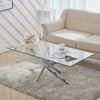 Rectangle Glass Coffee Table With Chrome Cross Legs Modern Living Room Furniture