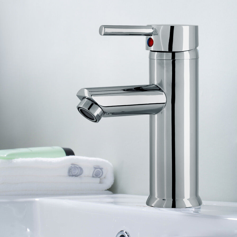 Bathroom Single Lever Basin Mono Mixer Tap With Waste Unit Chrome Brass UK