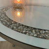 Round Crystal Mirrored Side Table Silver Sparkly Mirror Side Contemporary Retro