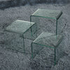 Set of 3 Glass Nest of Side Tables for Cafe Home Tea Coffee Curved Glass Table
