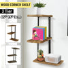 3 Tiers Rustic Wood Corner Shelf Home Display Storage Rack Wall Floating Shelf