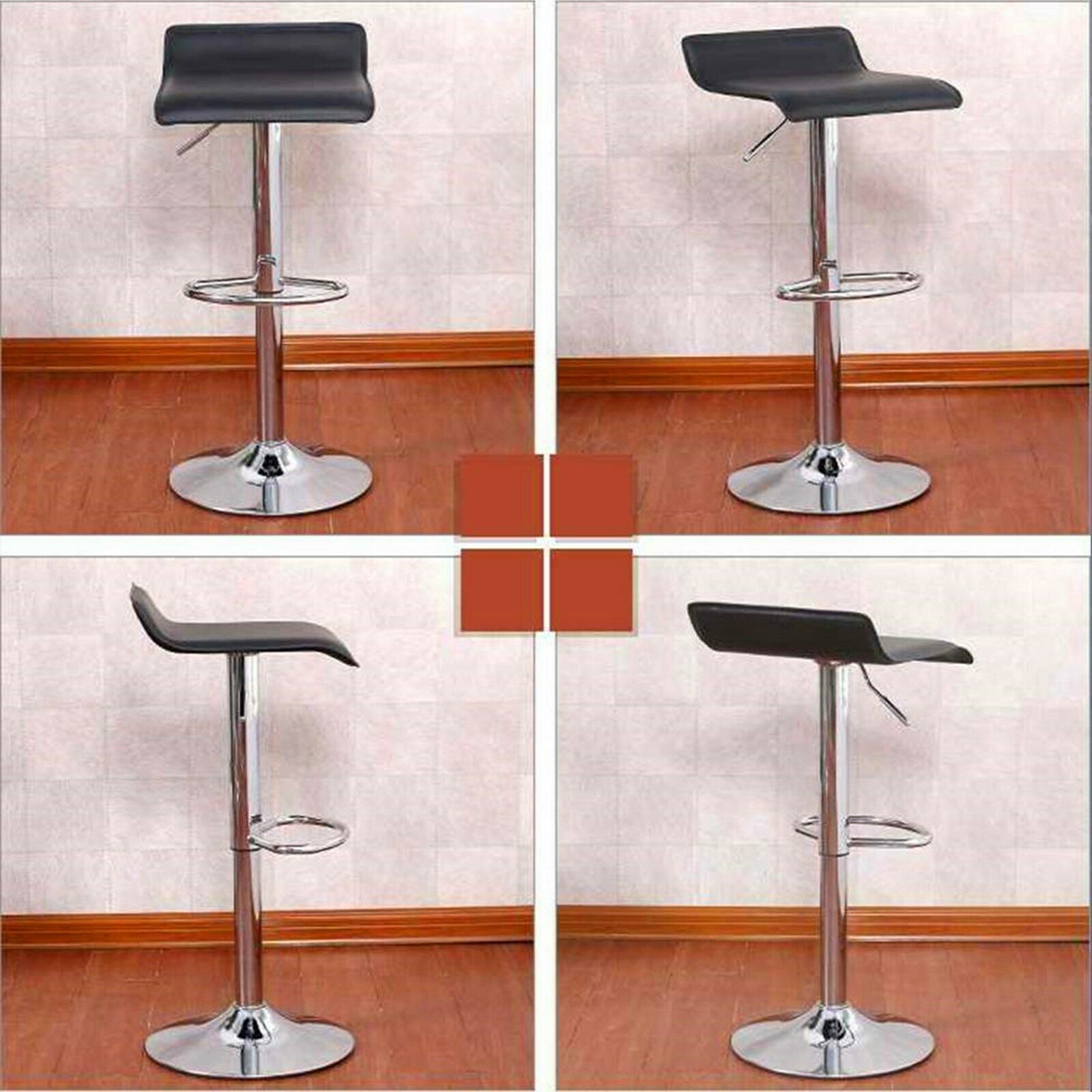 2pc Bar Stools Leather Chairs Breakfast Chairs Swivel Gas Lift Kitchen Cushioned