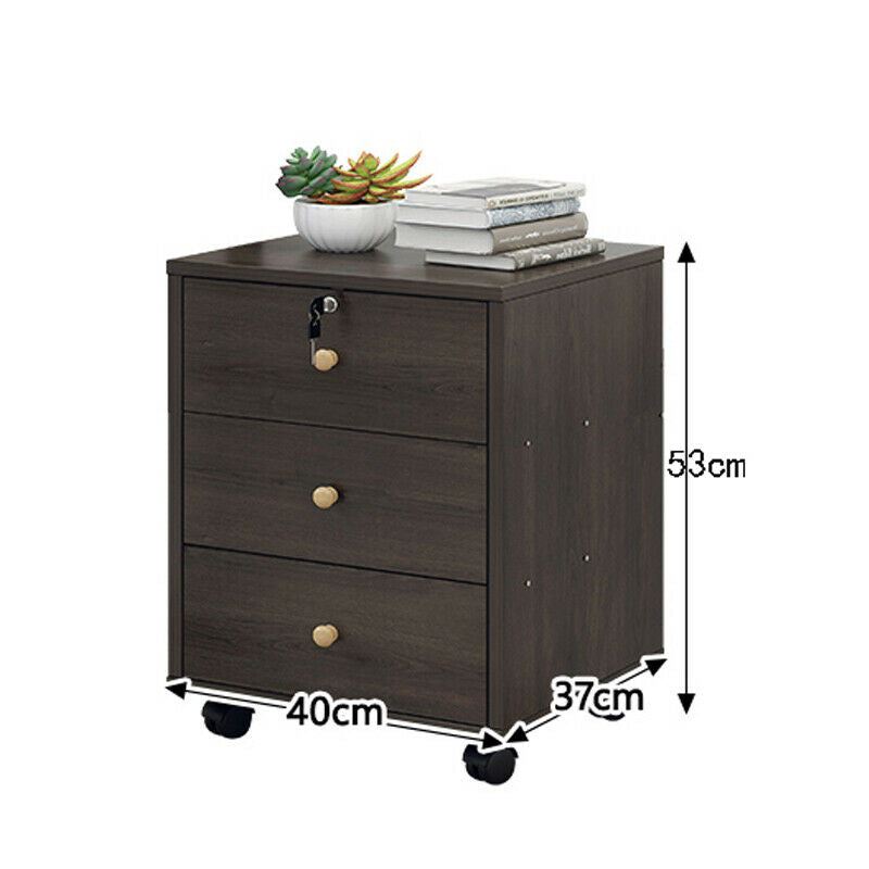 3/4Drawers Filing Cabinet Under Desk Office Storage w/Wheel Bedside Table Lock