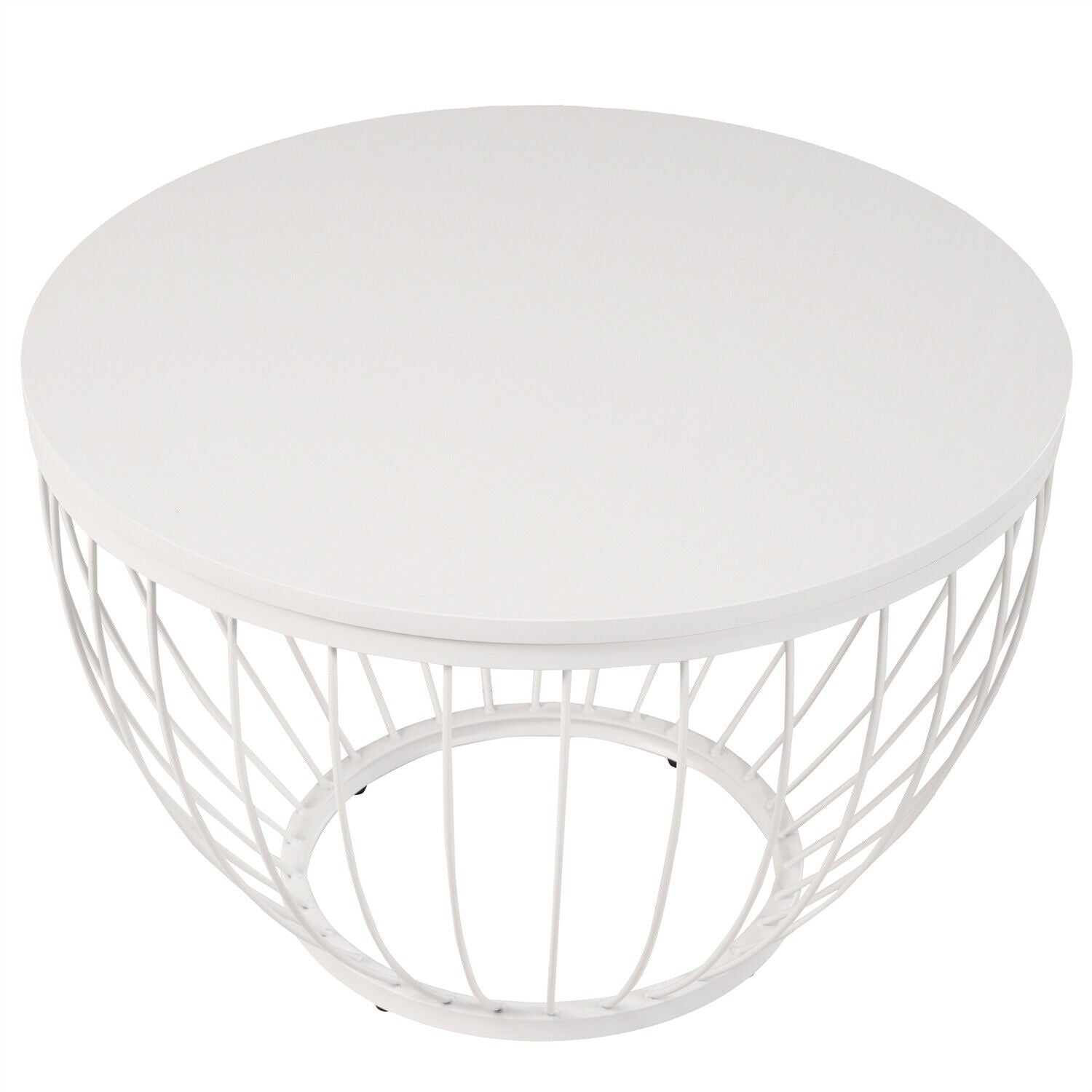 Modern Round Coffee Table Set of 2 Nesting Table Metal Frame Marble Effect HT