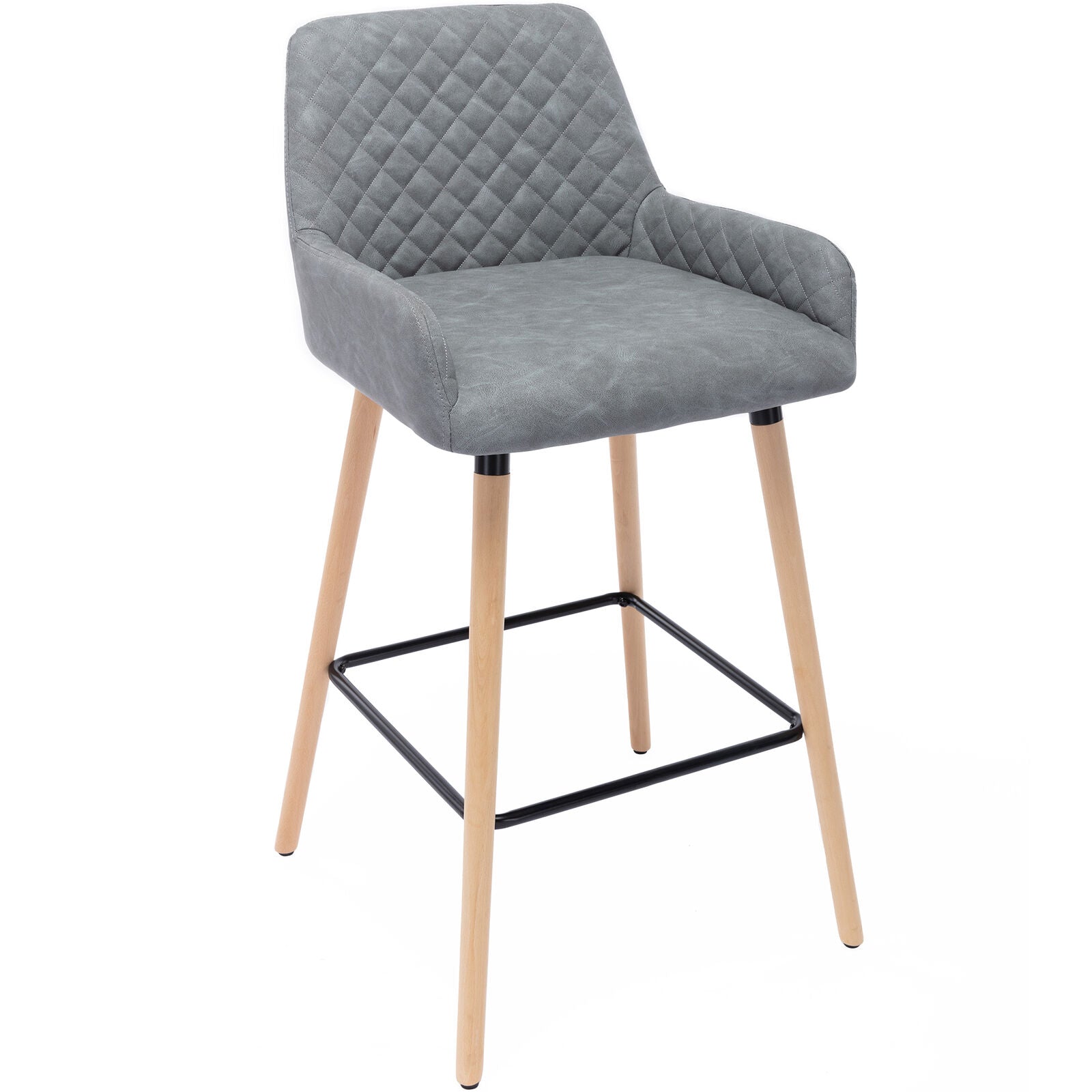 2x PU Leather Bar Stools Breakfast Seat Pub Chair Kitchen Dining Room Furniture