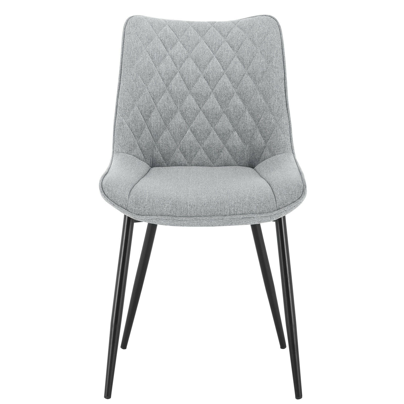 2XDining Chairs Kitchen Chairs Living Room Chairs Linen with Padded Seat Grey