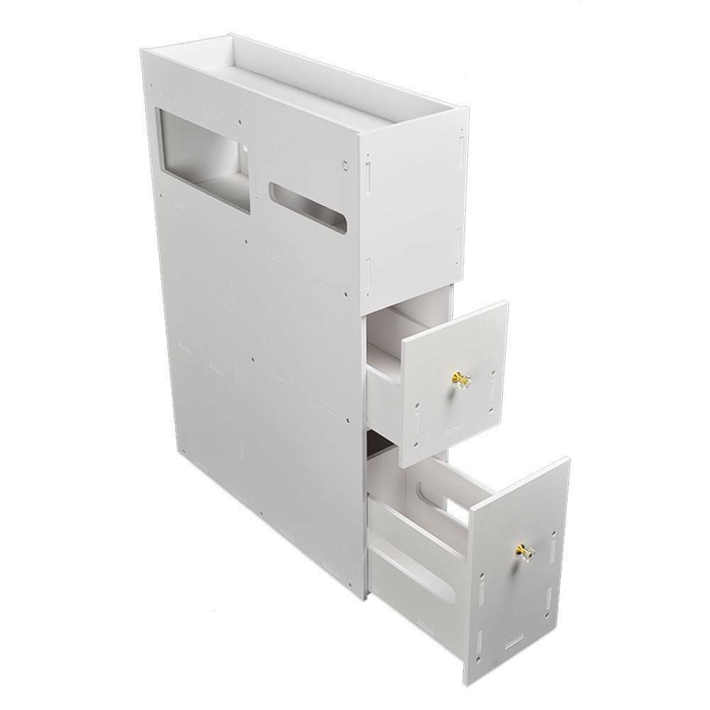 Bathroom Toilet Slim Floor Cabinet Narrow Storage Cupboard with Drawers